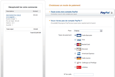 Paiement PayPal